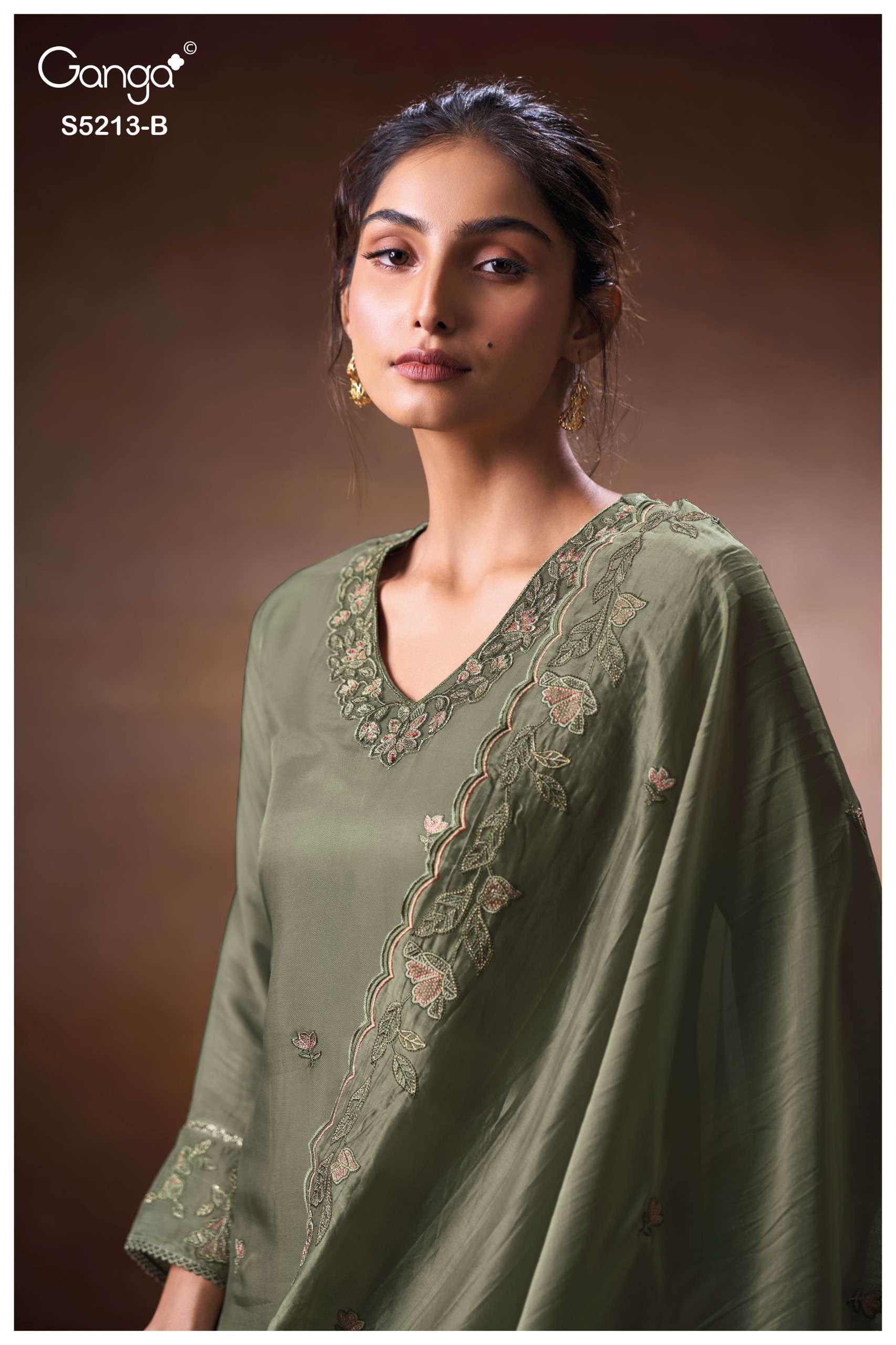 GANGA BINAESA 5213 SILK SATIN TWILL SOLID COLOR SALWAR SUIT LADIES MODERN SILHOUETTES